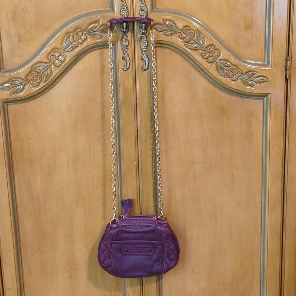 Juicy Couture Purple 100% Leather Mini Gold Chain Crossbody Bag